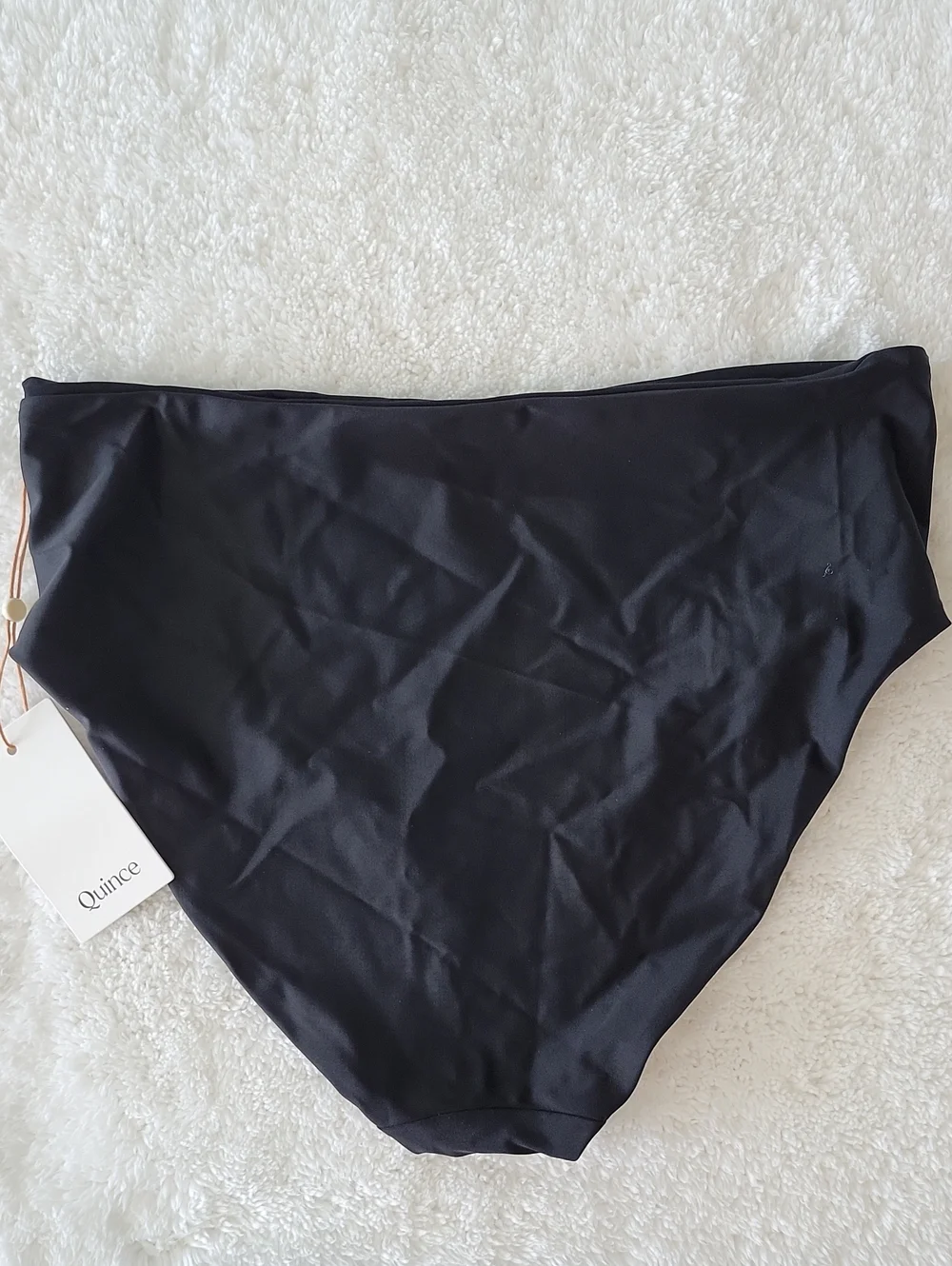 Quince Italian High Waist High Leg Bikini Bottom Large Black NWT